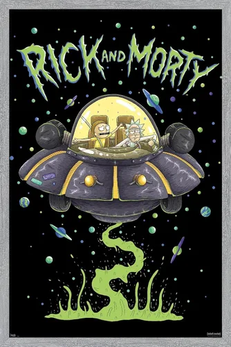 Miniatura 16 de Trends International Rick And Morty - Póster de pared de barco, 14.725 x 22.375 pulgadas, versión enmarcada de madera de granero