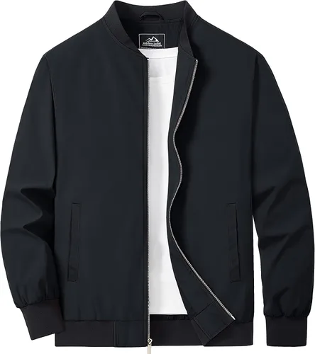 Miniatura 17 de MAGCOMSEN Chaqueta bomber para hombre, ligera, casual, con cremallera, rompevientos, primavera, otoño, abrigo de golf con bolsillos