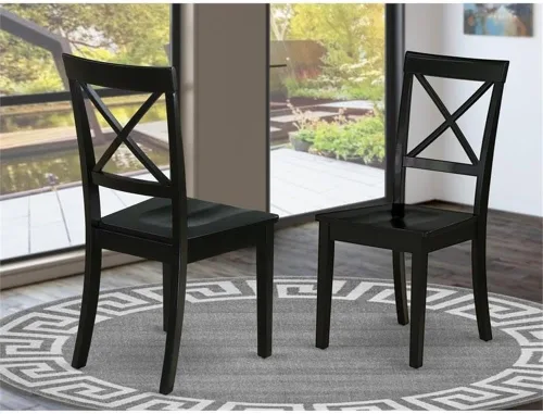 Miniatura 2 de East West Furniture BOC-BLK-W Boston - Juego de 2 sillas de comedor de madera maciza con respaldo cruzado, color negro