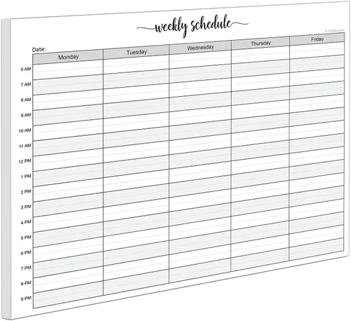 Miniatura 5 de 321Done Bloc de notas de planificación de horarios semanales - 50 hojas (5.5x8.5) - Planificador semanal de productividad para citas horarias, bloc