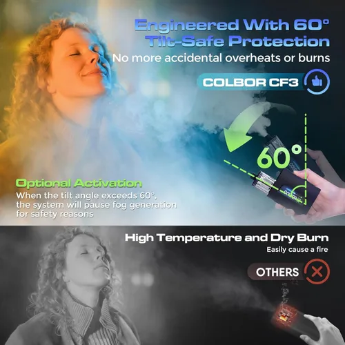 Miniatura 5 de Máquina de niebla portátil COLBOR CF3, mini máquina de humo manual para fotografía con control remoto, pequeño difusor de neblina con protección