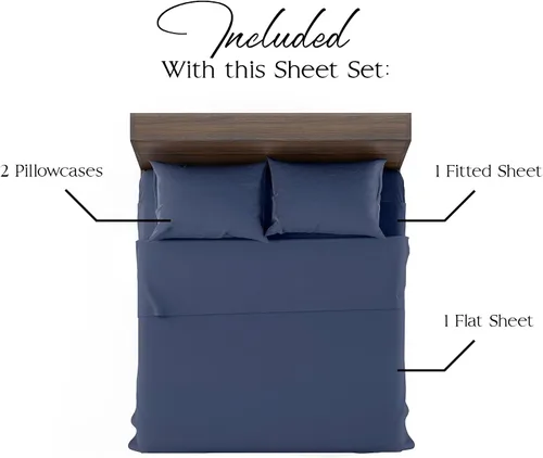 Miniatura 6 de Northwest Ashford Home Essentials Bedding - Juego de sábanas de 4 piezas, tamaño Full, Azul Estate