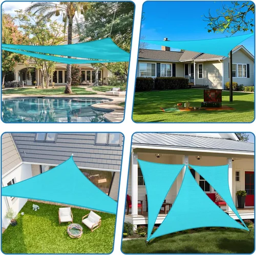 Miniatura 2 de TANG Toldo parasol triangular derecho de 8 x 8 x 11 pies, tela permeable con bloqueo UV para pérgola, patio trasero, porche, terraza, jardín