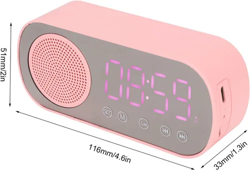 Miniatura 8 de Sanpyl Altavoz despertador, USB portátil HiFi pantalla LED, reloj despertador dual con radio FM sintonizada digitalmente, para el hogar, oficina