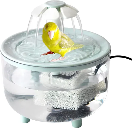 Baño Automático para Pájaros, Bañera de Loro con Fuente de Pétalos Filtro Circulante Jaula Baño de Pájaros Ducha Cacatúa Baño de Pájaros para