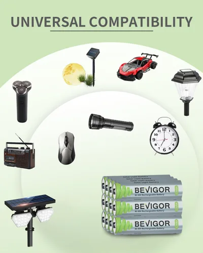 Miniatura 7 de BEVIGOR Baterías AA recargables, paquete de 12 baterías de 1000 mAh 1.2 V NiMH 1300 veces de alta capacidad doble A para luz de camino, luz