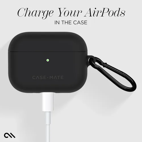Miniatura 3 de Case-Mate Funda para AirPods Pro 3 con mosquetón negro [compatible con carga inalámbrica] – Funda negra resistente para AirPods Pro 3