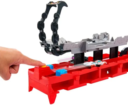 Miniatura 9 de Hot Wheels City Toy Car Track Set, Ultimate Dual Dragon Transporter y 2 autos fundidos a presión, dragón desmontable y a gran escala, almacena más