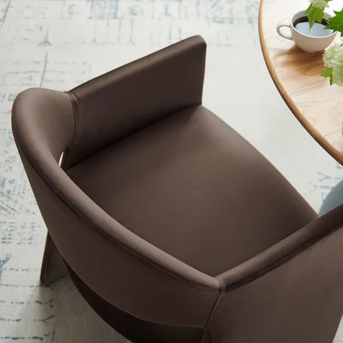 Miniatura 5 de Modway Talia Performance - Sillón de comedor de terciopelo en color marrón chocolate