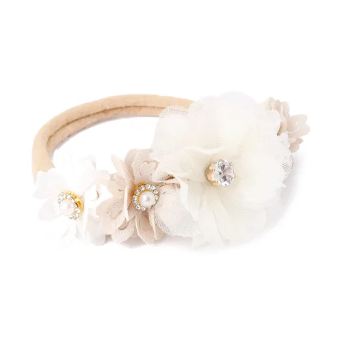 Miniatura 6 de cherrboll 3 diademas de flores para bebé, súper suaves y elásticas, de nailon, para recién nacidas Avena
