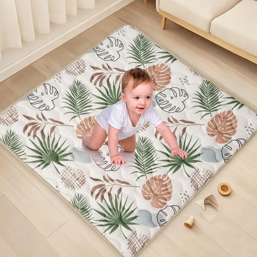 Miniatura 7 de Bunnikins & Clover Tapete de suelo para bebé, 50 x 50 pulgadas, tapete de juego suave y grueso, plegable y antideslizante de una pieza, alfombra