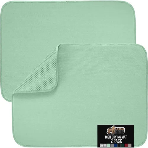 Miniatura 12 de GORILLA GRIP Tapete de microfibra ultra absorbente de agua, malla gruesa de secado rápido, almohadilla antideslizante para platos de fregadero
