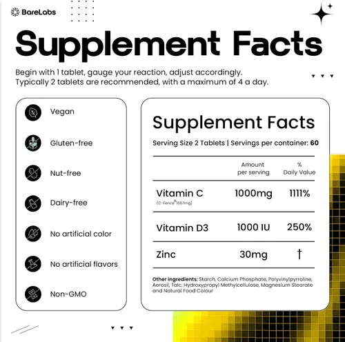 Miniatura 7 de Time Release Vitamina C 1000 mg + Vitamina D3 1000 UI + Zinc 30 mg Apoyo inmunológico y refuerzo de colágeno Sin OMG, antioxidante durante todo