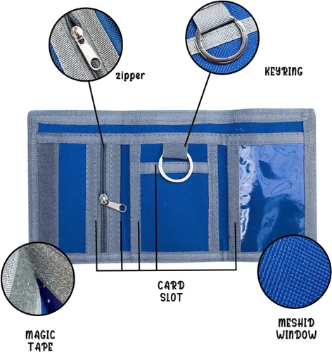 Miniatura 4 de Cartera RFID de camuflaje, billetera de nailon triple para hombres, mini monedero triple con cremallera para niños, 025-DV DS