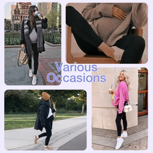 Miniatura 3 de GROTEEN Paquete de 3 leggings de maternidad para mujer, sobre el vientre, con bolsillos, súper suaves, para entrenamiento, embarazo, yoga