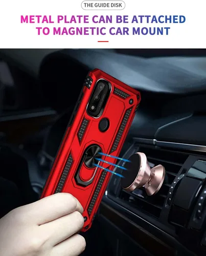 Miniatura 4 de Funda para teléfono Moto G Pure, con protector de pantalla HD, [grado militar] anillo de montaje para automóvil, soporte híbrido de policarbonato
