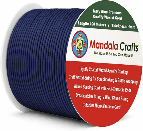 Miniatura 152 de Cuerda Mandala Crafts 0.03 pulgadas 109 yardas para hacer joyería, artesanía, macramé, cuerda de algodón encerado Negro