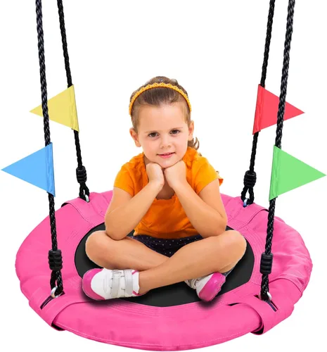 Odoland Columpio de Árbol para Niños de 24" - Columpios Pequeños Tipo Platillo para Exteriores con Tela Oxford 900D, Equipo de Juego para el Patio