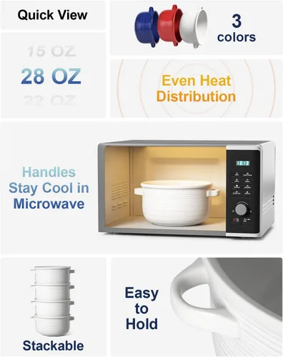 Miniatura 2 de LE TAUCI Cuencos para sopa con asas - 28 oz de cerámica sin plomo para sopa de cebolla francesa, aptos para horno y microondas, diseño resistente al