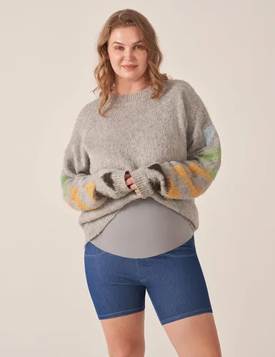 Miniatura 2 de POSHDIVAH Pantalones cortos de mezclilla de maternidad para mujer, elásticos, cómodos, suaves, con bolsillos