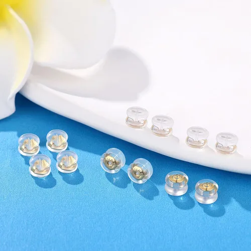 Miniatura 8 de Moconar - Parte trasera de aretes de silicona de oro de 18 quilates para tachuelas/orejas caídas, aretes pesados, no irritan, hipoalergénicos