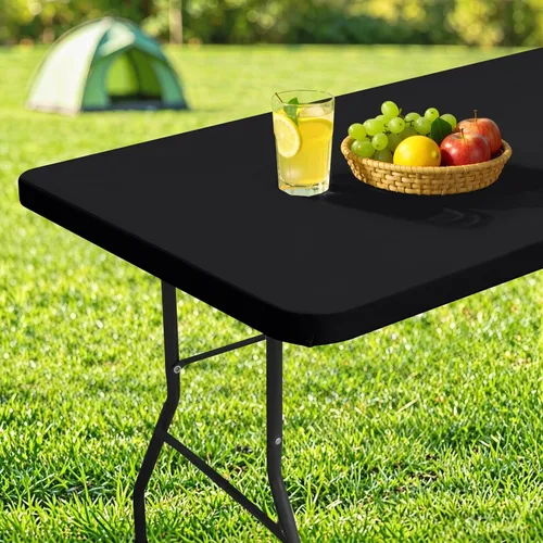 Miniatura 10 de homing Mantel cuadrado ajustable de poliéster impermeable, protector de mesa lavable para picnic, campamento, al aire libre (negro, 34 x 34 pulgadas)