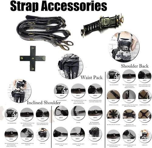 Miniatura 9 de Rebajas Cyber Monday Ofertas Venta Steampunk Riñonera Bolso para cintura Moda Gótico Hombro Bandolera Bandolera Muslo Pierna Capucha Bolsa de Viaje