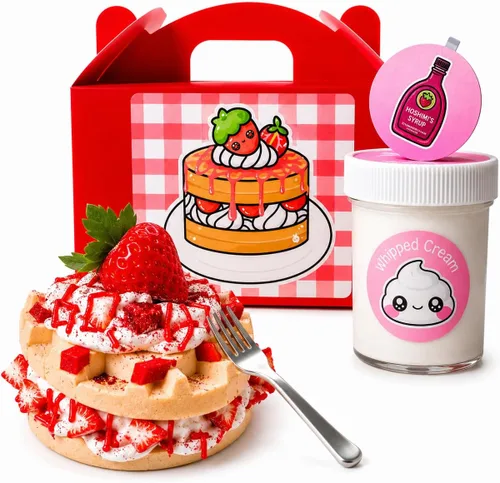 Hoshimi Slimes - Juego de gofres de tarta de fresa para bricolaje a partir de 8 años, juego de regalo sensorial ASMR hecho a mano con mantequilla