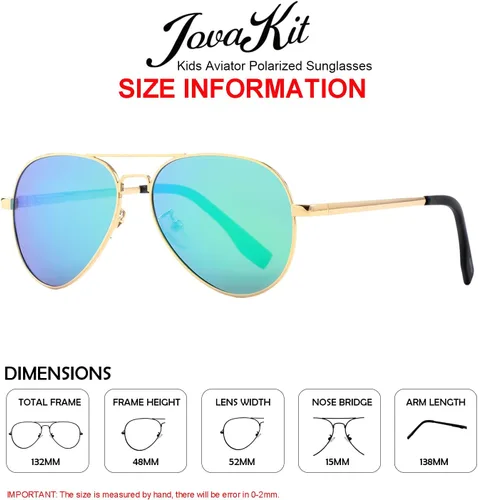 Miniatura 44 de Gafas de sol polarizadas de aviador pequeñas para niñas y niños de 4 a 16 años