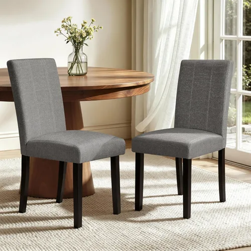 Miniatura 39 de CHUN YI Juego de 4 sillas de comedor tapizadas de piel sintética con ribete de cabeza de clavo y patas de madera, sillas laterales Parsons modernas