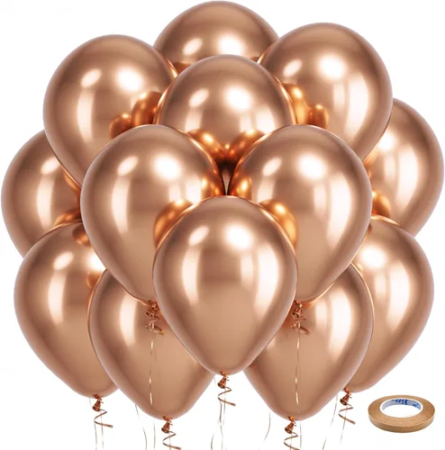 Miniatura 101 de Bezente - Globos de 12 pulgadas de látex con confeti para bodas, graduaciones, despedidas de soltera y cumpleaños, aptos para helio, dorado, 60
