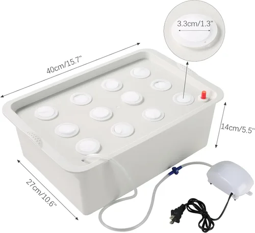 Miniatura 2 de NATGAI Kit de cultivo de sistema hidropónico con bomba de aire, 12 agujeros, caja de cultivo sin suelo, caja de jardín para hierbas, lechuga