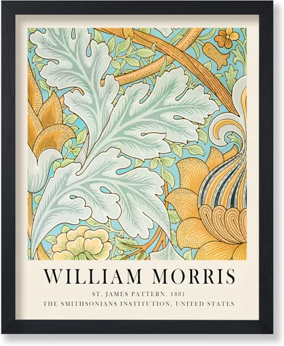 Poster Master Póster vintage de William Morris, estampado de patrón retro de Santiago, arte de flores, arte de patrón textil, regalo para hombres y