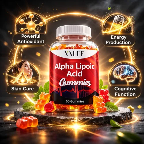 Miniatura 2 de Gomitas de ácido alfa lipoico – Suplemento antioxidante ALA extra fuerte para la salud cerebral y apoyo nervioso – Sin OMG, veganas, sin gluten – 60
