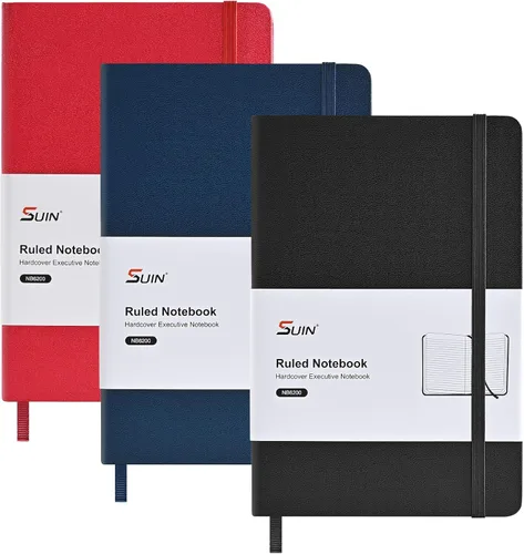Miniatura 9 de SUIN Cuadernos rayados para el trabajo, la escuela y el diario, tapa dura, tamaño mediano A5 de 5.6 x 8 pulgadas, 160 páginas, papel grueso de 3.53