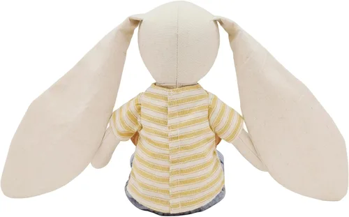Miniatura 7 de Peluche de conejo de 15 pulgadas para bebé, muñeca de juguete de peluche, con camiseta y pantalones a rayas, lindo juego de muñeca para niñas de 3