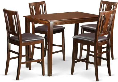 Miniatura 13 de HomeStock Juego de mesa de cocina de 5 piezas para 4 personas, incluye una mesa de comedor rectangular con hojas y 4 sillas Parson de tela de lino