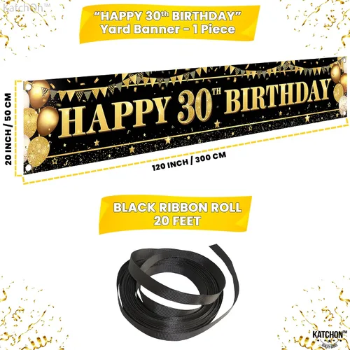 Miniatura 4 de KatchOn, Cartel grande de feliz cumpleaños 30 para patio, 120 x 20 pulgadas, decoraciones de cumpleaños número 30 para mujeres y hombres, pancarta