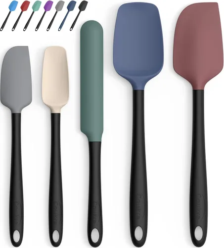 Miniatura 12 de Coukre Juego de 5 espátulas de silicona, resistentes a altas temperaturas, silicona de grado alimenticio, aptas para lavavajillas, para hornear