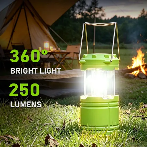 Miniatura 2 de Paquete de 2 mini linternas LED verdes para acampar, luces portátiles para acampar, lámparas con mango al aire libre, luces de emergencia esenciales
