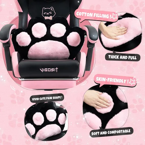 Miniatura 5 de Vigosit Silla de Gaming con Orejas de Gato de Piel Sintética PU Ergonómica Regulable Silla de Oficina para Escritorio de Computadora para Jugadores