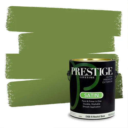 Miniatura 64 de Prestige Paints - Pintura exterior e imprimación en uno, 1 galón, plano, compatibilidad comparable con el color menta «Whipped Mint» de Behr