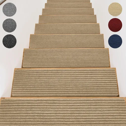 Miniatura 21 de Alfombras para peldaños de madera - Cinta antideslizante para alfombra de escaleras, pelar y pegar con cinta adhesiva doble, juego de 15 hojas