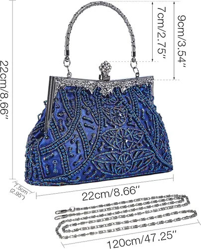 Miniatura 5 de Bolso de estilo vintage con cuentas de lentejuelas bolso de noche de fiesta de boda bolso de embrague de diamantes de imitación