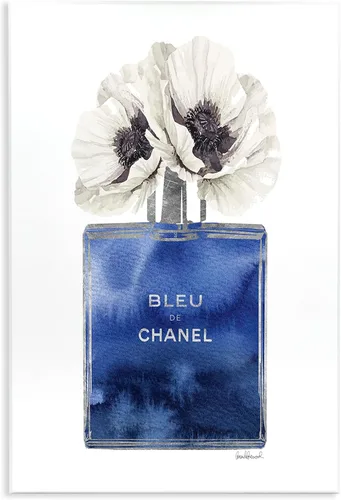 Stupell Industries Fashioner Perfume Flower Blue Watercolor, Design by Artist Amanda Greenwood - Arte de pared, 10 x 15 pulgadas, placa de madera