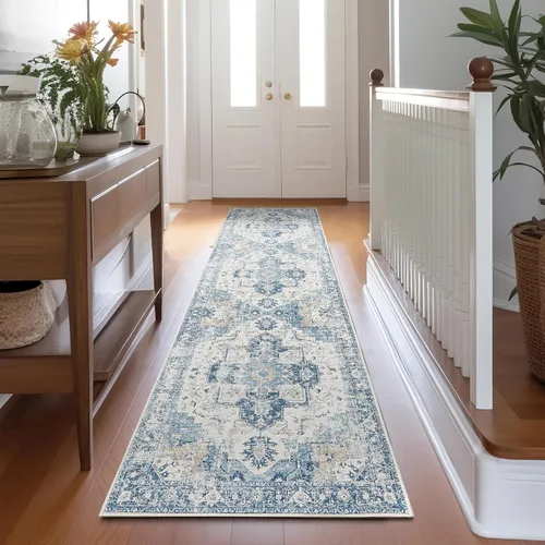 Miniatura 26 de jinchan Alfombra de Área 2x3 pies Alfombra Vintage de Entrada Lavable Bohemia Tapete Interior para Puerta Medallón Floral Tapete Pequeño para Puerta