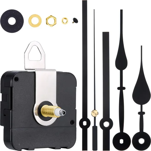 Miniatura 11 de Mecanismo de movimiento de reloj de eje largo de alto par para pared, kit de mecanismo de reloj de cuarzo con 2 pares diferentes de manecillas, kit