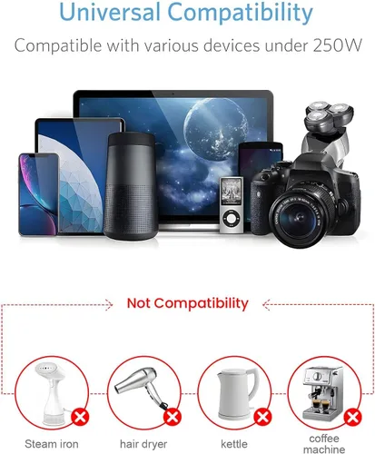 Miniatura 4 de BESTEK Convertidor de 220 V a 110 V, convertidor de voltaje de CA de 300 W de EE. UU. a Europa con 2 USB-C (PD20w), convertidor de potencia reductor