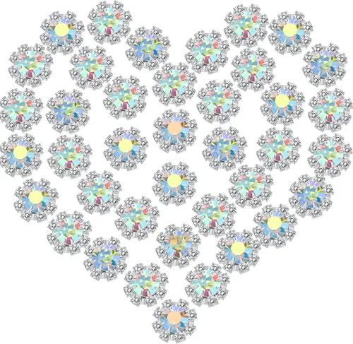 Miniatura 7 de Paquete de 100 adornos de diamantes de imitación de 0.394 pulgadas (0.394 in) con parte trasera plana, botones de diamantes de imitación para Dorado