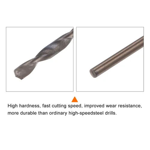 Miniatura 4 de HARFINGTON 12 brocas de cobalto, 0.039 in, M35 de alta velocidad, de acero de alta velocidad, brocas de vástago recto para metal duro, acero